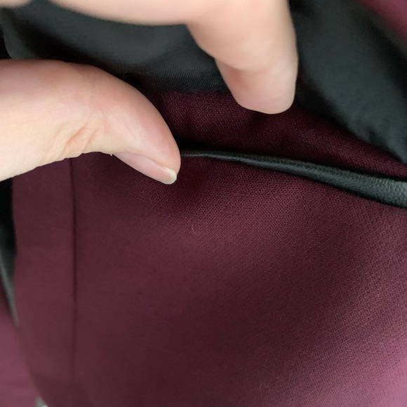 Burgundy Mexx Metropolitan Blazer Jacket with Black Faux Leather Details - Picture 3 of 16